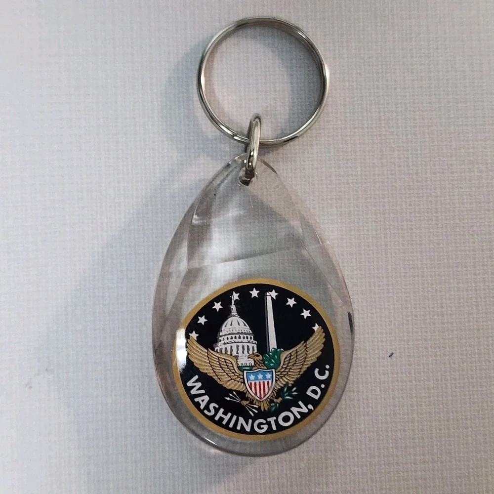 Washington DC Keychain Capitol Building Monument Eagle Acrylic Keyring Keychain